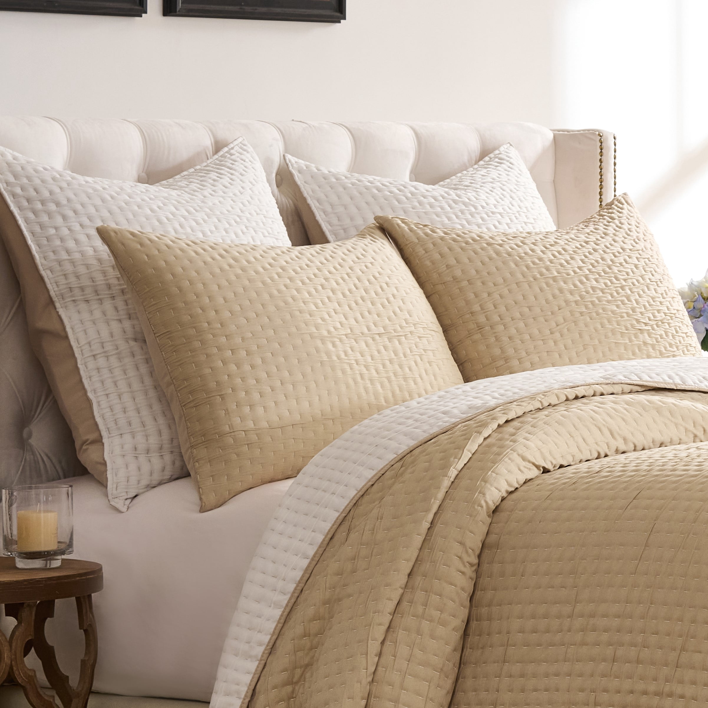Greenland Home Fashions Homestead Modern Artisan Matelassé Pillow Sham, Natural, Standard