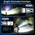 thumbnail image 3 of Rechargeable LED Flashlight,250,000 High Lumens, USB-C Fast Charging, 9 Light Modes, Zoomable Waterproof Flashlight for Camping, Hiking, Emergency Use, 3 of 12