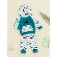 thumbnail image 5 of Aojekbee Toddler Boys Fall Outfits Dinosaur Print Hooded Long Sleeve Hoodies Sweatshirts and Long Pants 2Pcs Clothes Set, 5 of 10