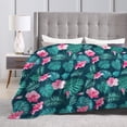thumbnail image 4 of Wijzvio Tropical Flower Throw Blanket Soft Fuzzy Fleece Blanket For Couch Bed Living Room Decoration 40"X30", 4 of 9