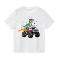 thumbnail image 4 of XFHLMJFF Boys Novelty T Shirts Comfortable 4Th Of July Independence Day Overbearing Dinosaur Truck Print Crewneck Kids Unisex Tees Top Clothes Size 6-7Y, 4 of 8