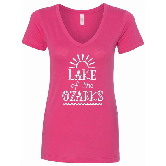 Inktastic Lake of the Ozarks Sun and Lake Women's V-Neck T-Shirt