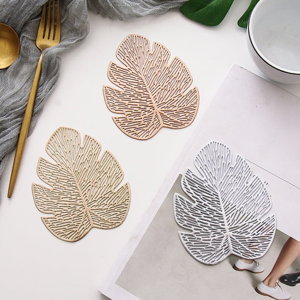 Tapete de Monstera, Elegante Diseño de Pvc con Estampado Dorado, Aislante Térmico para Tazas y Platos, Estilo Único de Arte Hueco, Decoración de Mesa, Uso Doméstico, Idea de Regalo, Regalo para El Dí