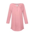 thumbnail image 5 of Pink Womens Shirts 3/4 Length Sleeve Womens Tops 2025 Spring Neck Casual Print Tunic T Shirts Three Quarter Length Womens Tops Going Out Tops for Women, 5 of 5