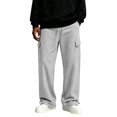 thumbnail image 5 of Nestiefly Men's Cargo Sweatpants Wide Leg Baggy Track Pants Elastic Waist Drawstring Trousers with Pockets Light Gray 2XL, 5 of 8
