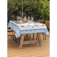 thumbnail image 2 of Outdoor Tablecloth with Umbrella Hole and Zipper, Spring Easter Rectangle Table Cloth 52x70 Inch Waterproof Tablecloth, Watercolor Floral Eggs Rabbits Truck Blue Picnic Table Cover for Patio Camping, 2 of 7