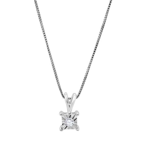 Jewel Gallery Women's Sterling Silver Necklace with 0.05 Ct Lab Grown White Diamond, F-G Color, VS1 Clarity on 925 Sterling Box Chain