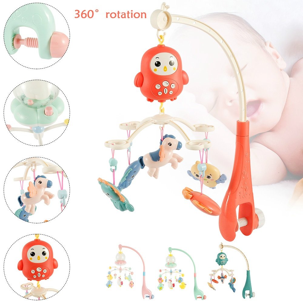 Willstar 360° rotation Baby Bedside Bell Bed Music Rotating Baby Rattle