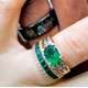 thumbnail image 3 of Anillo de boda de tungsteno negro de 8mm para hombre, anillo de dragón celta con incrustaciones de circón verde Punk, anillo de fibra de carbono verde de acero inoxidable para hombre, 3 of 4