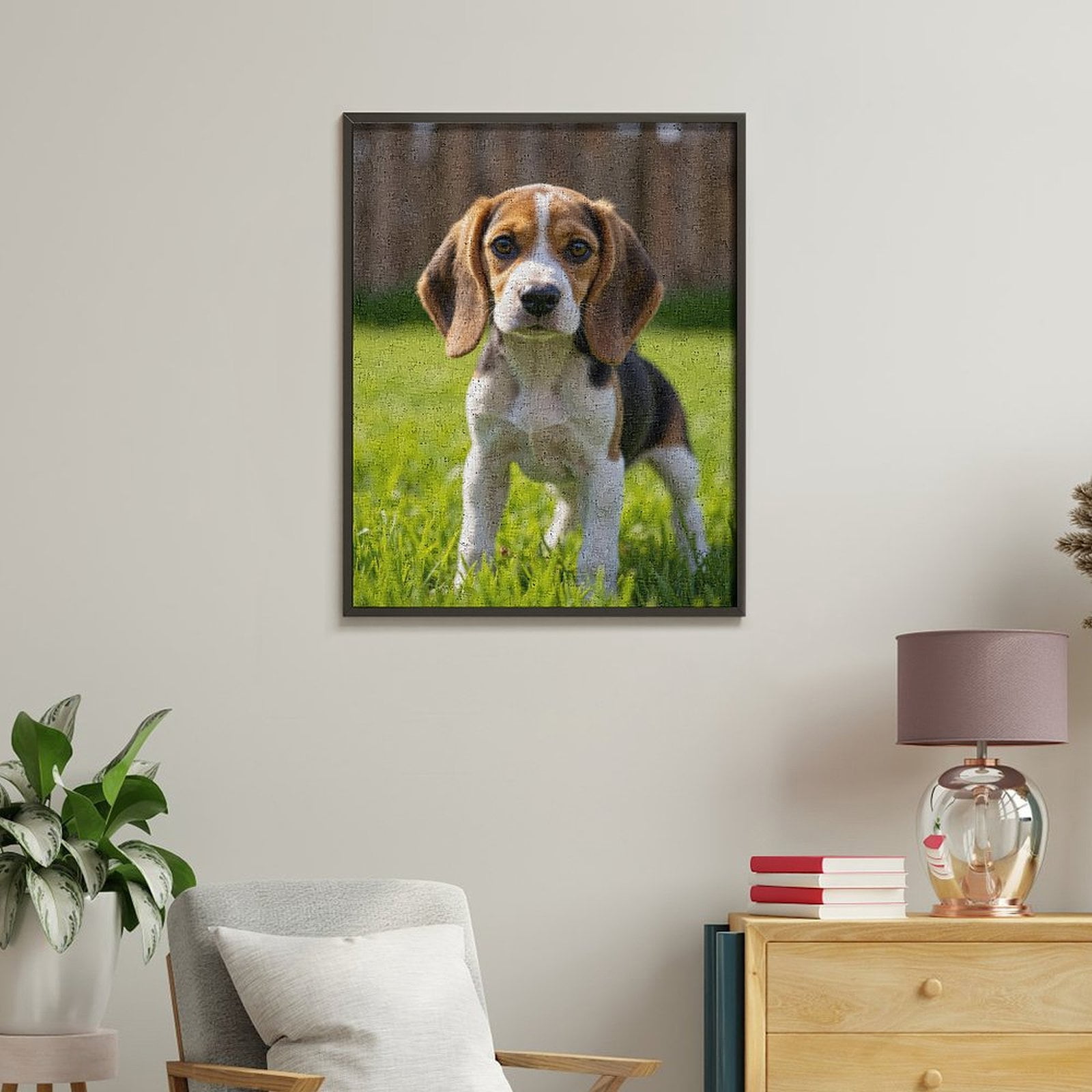 Paint by Numbers Kit for Adults, Beagle Puppy In Sunny Garden Paint by Numbers, Easy Paint by Numbers Kit for Adults Beginner, DIY Adult Paint by Number Kits on Canvas, 12x16in Home Decor