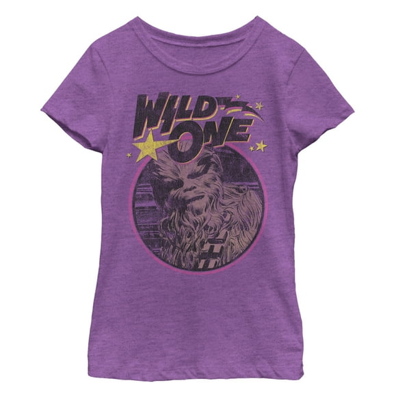 Girl's Star Wars Chewbacca Wild One  Graphic Tee Purple Berry Medium