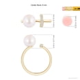 thumbnail image 5 of ANGARA Japanese Akoya Cultured Pearl and Diamond Bar Ring in 14K Yellow Gold for Women | June Birthstone, Birthday, Anniversary, Jewelry Gift for Women | Pearl Ring, 5 of 8