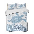 thumbnail image 2 of Quilts Twin Size, Navy Blue Coastal Turtle Soft Comforter Bedding Set for Bed, Ocean Coral Nautical Lightweight Quilted Bedspread with Pillow Cover(2 Pieces) for All Season, 68x86 Inch, 2 of 6