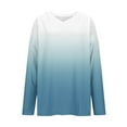 thumbnail image 7 of Feancey Womens V Neck Cotton Sweaters Plus Size Trendy Gradient Print Long Sleeve Pullover Tops Loose Fit Casual Knit Sweater Soft Knitted Jumper Blue 5XL, 7 of 7