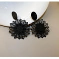 thumbnail image 3 of Clip on 2 1/2" black, silver or gold cutout dangle flower earrings, 3 of 4