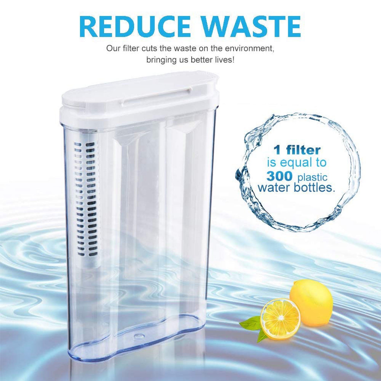 Kepooman Drinking Water Filter Tank, Stream Filter Water Pitcher, 3-Stage Compound Filter, Food Standard As Abs, No Bpa, Easy To Handle, 1.2 Liter, White Kepooman Drinking Water Filter Tank, Stream Filter Water Pitcher, 3-Stage Compound Filter, Food Standard As Abs, No Bpa, Easy To Handle, 1.2 Liter, White
