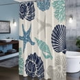 thumbnail image 6 of Summer Marine Life Shower Curtain, Graffiti Corals Shell Conch Sea Blue Starfish Linen Waterproof Shower Curtain Set with 12 Hooks Lightweight Bath Curtains Fabric Bathroom Decor 36x72 Inches, 6 of 9