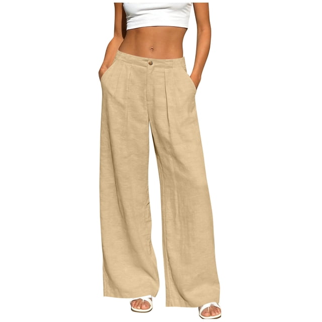 Pantalones de Cintura Elástica de las Mujeres Color Sólido Casual Bolsillo Pantalones de Pierna Recta para el Uso Deportivo Diario