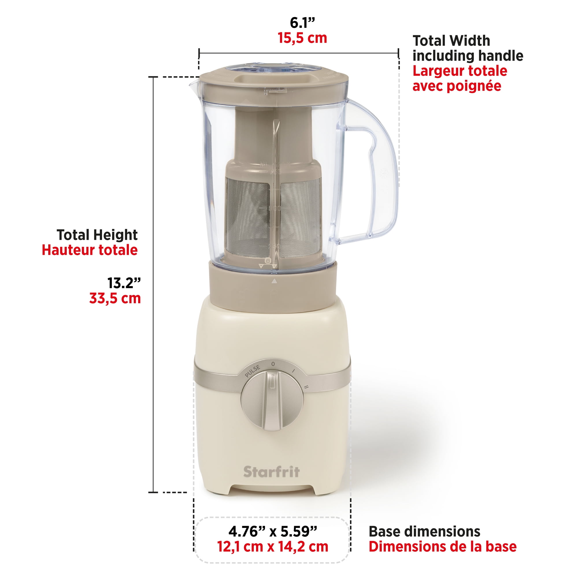 Starfrit Mélangeur de lait de noix et smoothie – Capacité de 828 ml – Lame en acier inoxydable – Filtre amovible – Capuchon de mesure – 300 Watts Mélangeur à lait de noix blender