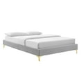 thumbnail image 5 of Platform Bed Frame, Tufted, Rivet Nailhead, Twin, Light Grey Gray, Velvet, Bedroom, Modern Contemporary Boutique HB35324, 5 of 15
