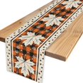 thumbnail image 4 of Fall Leaves Table Runner, Farmhouse Orange Plaid Buffalo Maple Leaf Autumn Harvest Pumpkin Thanksgiving Coffee Table Center Decor for Family Kitchen Outdoor Party Holiday Table Decorations, 13"x72", 4 of 6