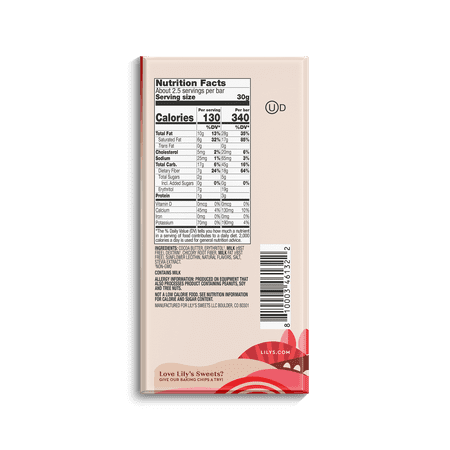 Lily's - No Sugar Added Peppermint White Chocolate Bar, Christmas Candy, 2.8 oz, 1 Piece