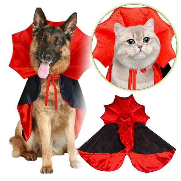 Halloween Pet Vampire Cape for Dogs & Cats Bat Wing Cloak with Adjustable Strap Soft Polyester Witch Wizard Apparel for Small Medium Pets Puppy Kitten Halloween Party Supplies
