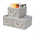 thumbnail image 5 of StorageWorks Fabric Storage Bins with Handles, Collapsible Storage Boxes for Closet, Decorative Baskets for Shelf, 3-Pack, Medium, Gray, 8.7" x 11.4" x 6.7", 5 of 6