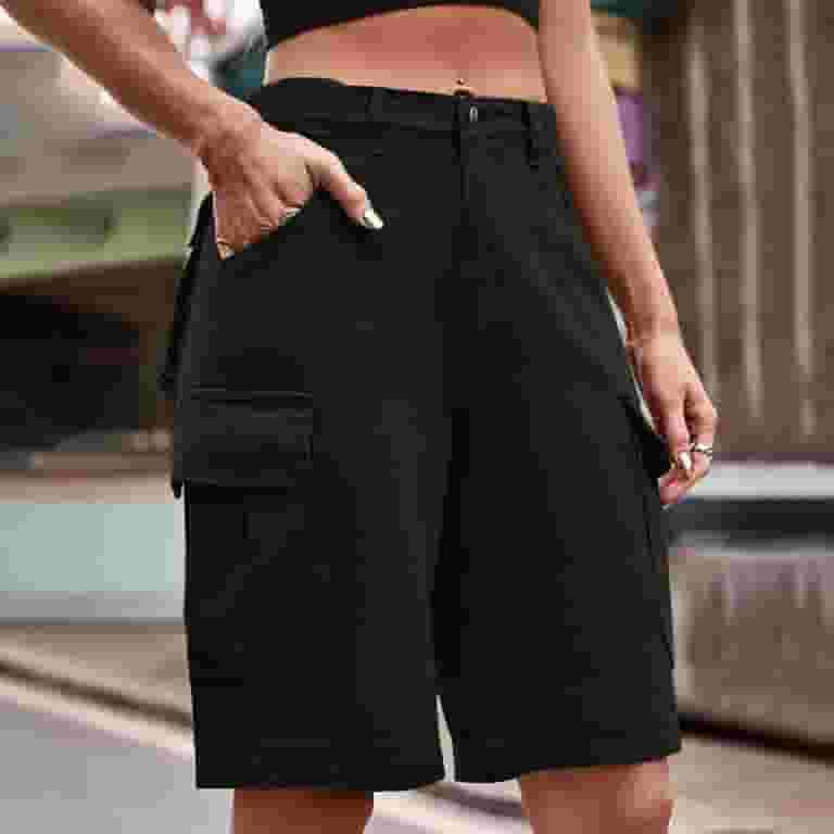 【希少/関税負担一切無し/送料無料/未入荷/セール】Bermuda Women's High Waisted Utility Cargo Shorts - Casual Summer