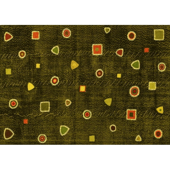 Ahgly Company Indoor Rectangle Abstract Yellow Contemporary Area Rugs, 2' x 3'