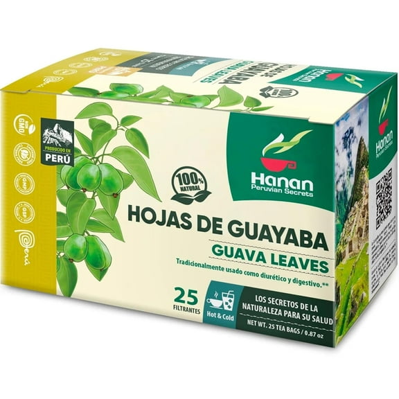 Guava Leaves 25 Teabags - 100% Natural Hojas De Guayaba Herbal Tea - Naturally Supports Occasional Stomach Discomfort