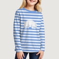 thumbnail image 2 of Wxirdiow Girls Sweatshirts Girls Striped Thumb Hole Long Sleeve Shirts Kids Crewneck Tunic Tops Curved Hem Tees Sky Blue Size,5-6 Years, 2 of 5