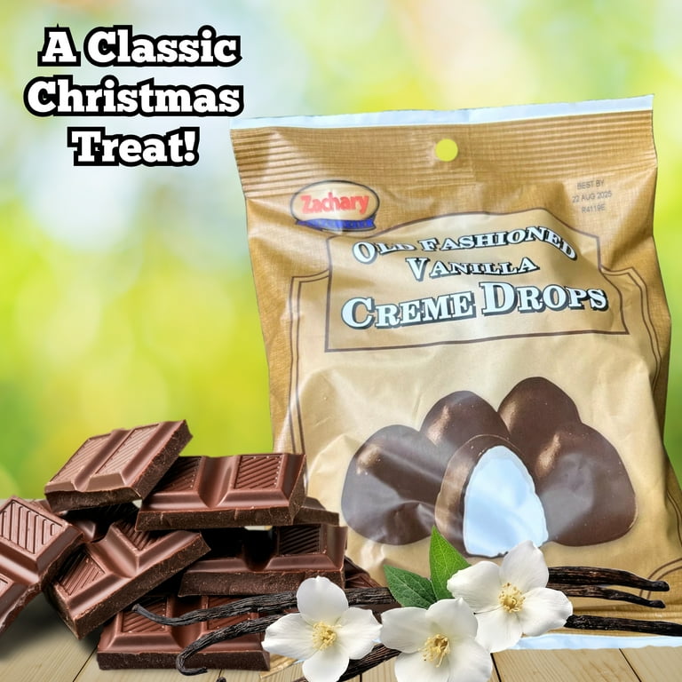 Zachary Old Fashioned Vanilla Creme Drops Candy, Chocolate Coating