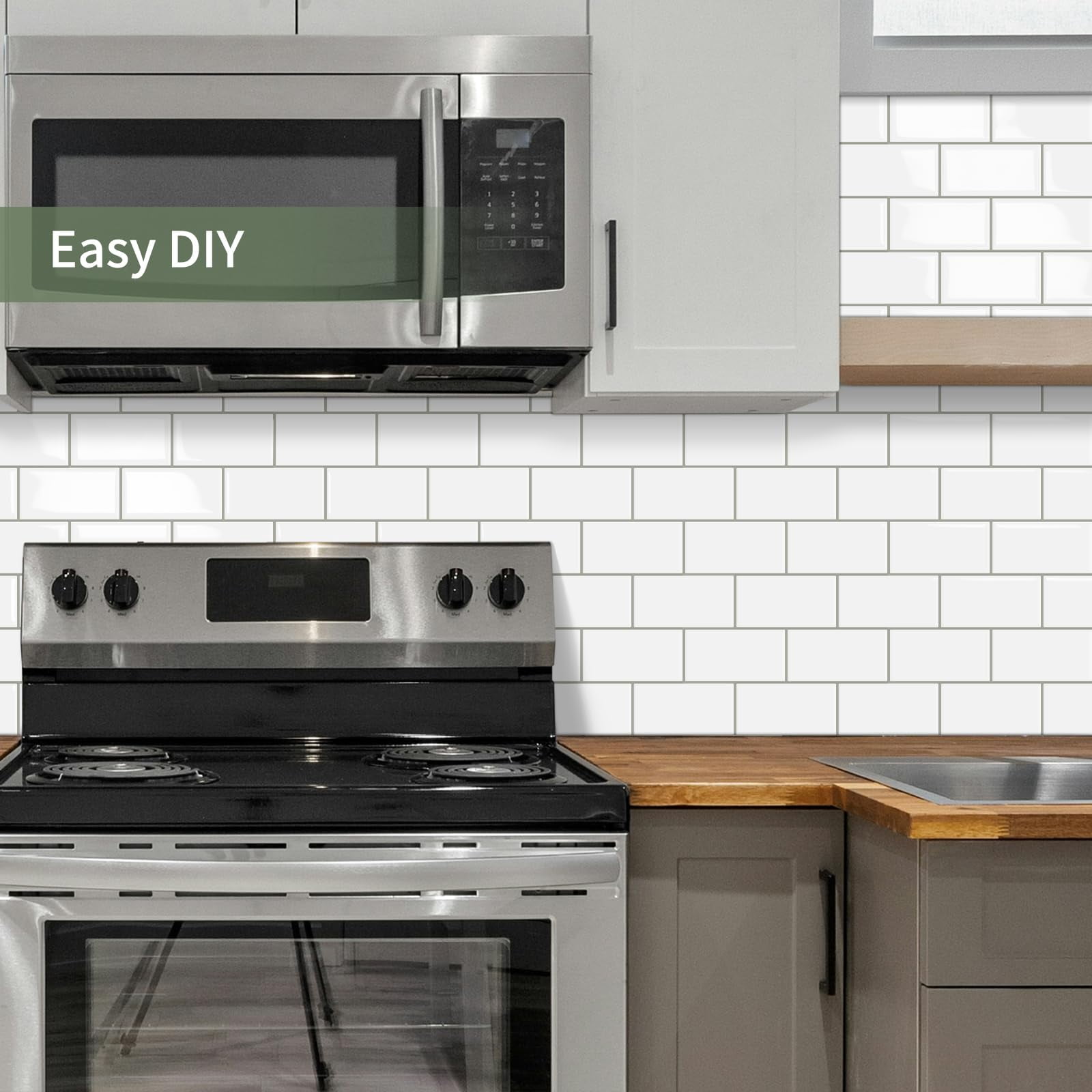 10-sheet Thick Peel And Stick Kitchen Backsplash Tiles 3d Subway Waterproof Self-adhesive Wall Tile On For Bathroom(white 12.6"*10.6")