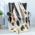 thumbnail image 4 of Bohemian Soft Flannel Fleece Throw Blanket, Detailed Big and Small Several Bird Feathers in Vibrant Colors Bohemian Design, Cozy Plush for Indoor and Outdoor Use, 70" x 90", Multicolor, by Ambesonne, 4 of 5