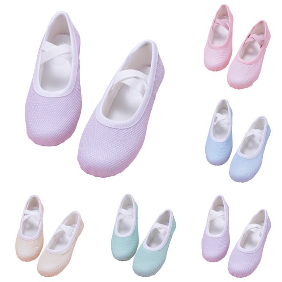 LYHaoo Elegant Girls Dance Shoes Sparkling Glitter Ballet Flats with Strap For Party Performance Practice ,Yellow,Sizes 8(5.71") Toddler