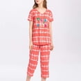 thumbnail image 3 of Tops de pijama para mujer con pantalones capri Conjuntos de pijama Adepaton CJWUS-5722, 3 of 4