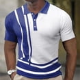 thumbnail image 2 of Miluxas Polo Shirts for Men Clearance Men Casual Solid Turndown Pullover Button Short Sleeve Blouse Tops Dark Blue 14(3XL), 2 of 6