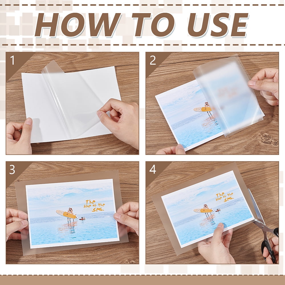 65 Sheets A4/A5/A6 PET Laminating Sheets Self-Adhesive Glossy Cold Laminating Film Waterproof Laminate Sticker for Photo Poster Documents