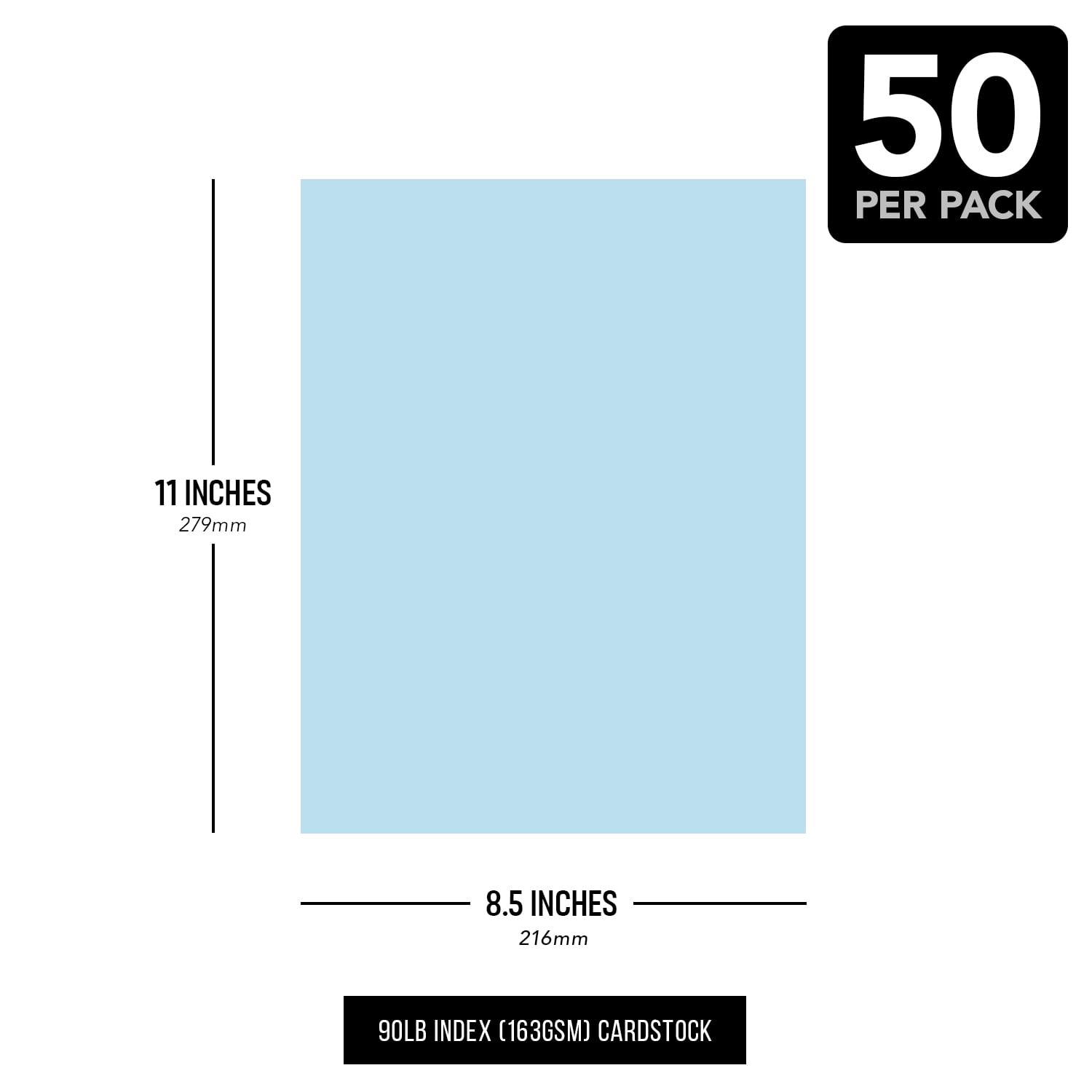 8.5 x 11" Blue Pastel Color Cardstock Paper - Great for Arts and Crafts, Wedding Invitations, Cards and Stationery Printing | Medium to Heavy Card Stock 90lb Index (163gsm) | 50 Sheets per Pack