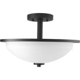 thumbnail image 2 of Progress Lighting Replay 2-Light Semi-Flush Ceiling Light, Black Finish, White Glass Shade, 2 of 4