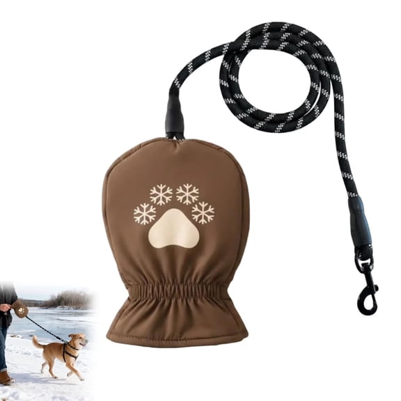 Rubinzhi Winter Warm Dog Leash Rope for Pet Walking Slip Leads with Built - In Thermal Mitten