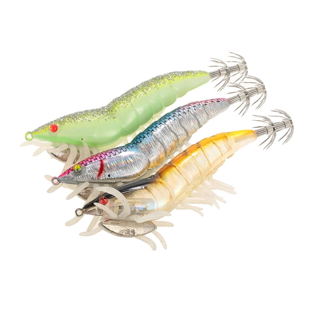 Señuelo 3 uds 12 cm / 21g señuelo de camarones de pesca noctilucente cebo de calamar de gambas conju Lixada Señuelo