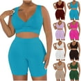 thumbnail image 1 of Womens Workout Sets Two Piece Wrap V Neck Tank Tops and Biker Shorts Matching Set Gym Outfits Work Out Clothes, 1 of 8