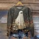 thumbnail image 1 of Ailaofu Halloween Womens Sweatshirt Cute Round Neck Sweatshirts Print Long Sleeve Fall Outfits Pullover, 1 of 3