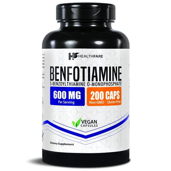 HealthFare Benfotiamine 600mg | 200 Veg Capsules | Enhanced Absorption | Supports Overall Health | Increased Bioavailability