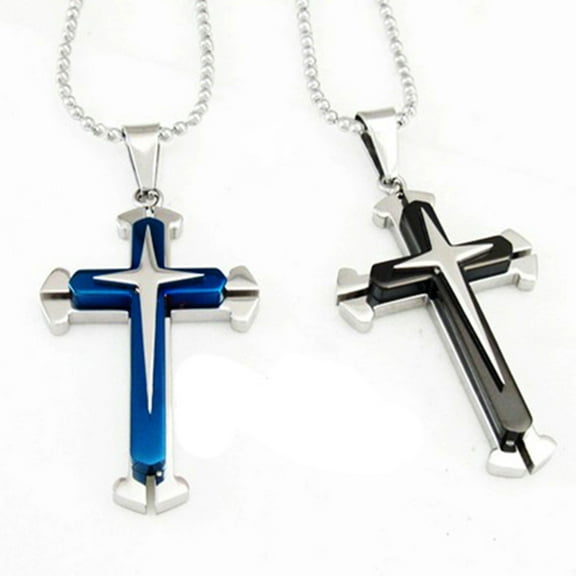 D-GROEE Mens Stainless Steel Cross Pendant Necklace Chain Jewelry Charm Gift