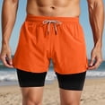thumbnail image 6 of FINALGANG Mens Solid Color Two In One Athletic Shorts With Compression Liner Elastic Waist Drawstring Quick Dry Shorts For Gym Running Training Trendy Shorts, 6 of 6