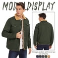 thumbnail image 3 of Men's Winter Thick Cotton Jacket Sherpa Lined Warm Trucker Casual Cargo Coat with Multi Pocket Army Green M, 3 of 6