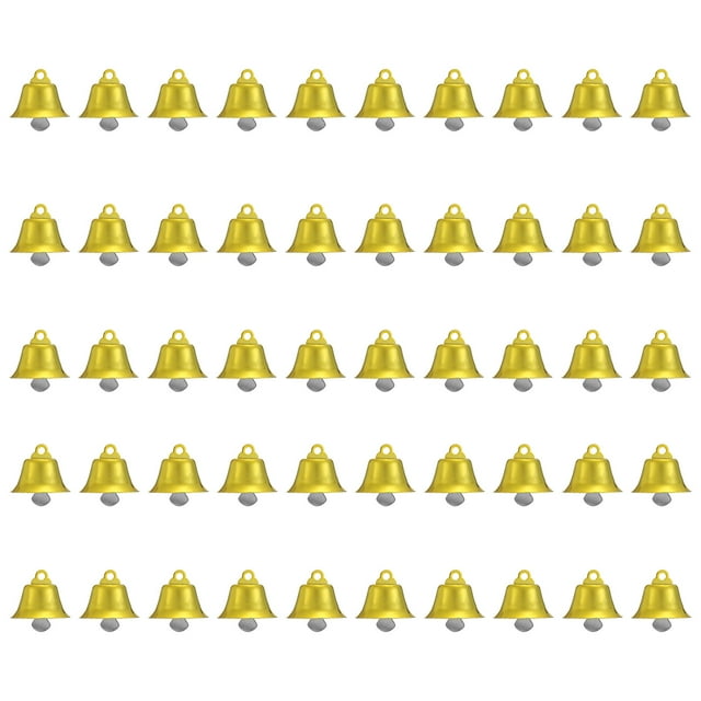 Unique Bargains Mini Jingle Bells 0.9' Metal Hanging Bells Yellow 50Pack